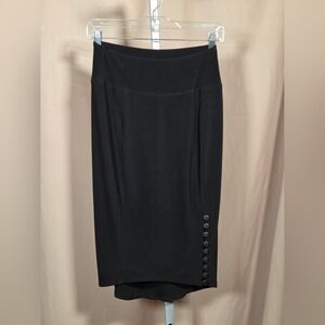 NWT Sympli Black Diva Button Up Detail Midi Skirt Size 6